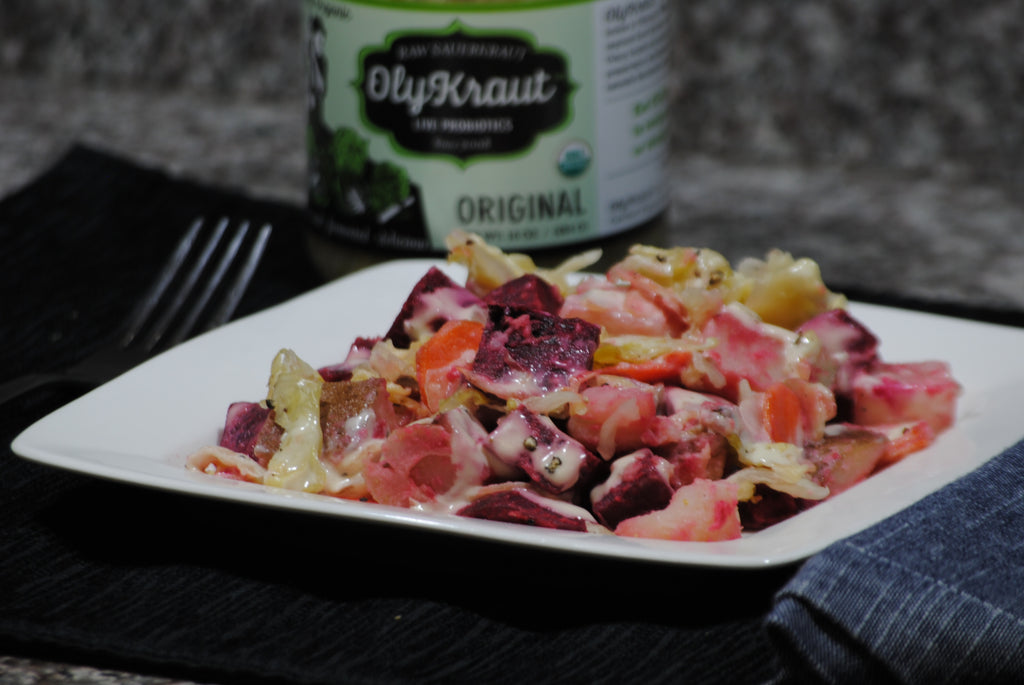 Winter Beet and Potato Salad with OlyKraut