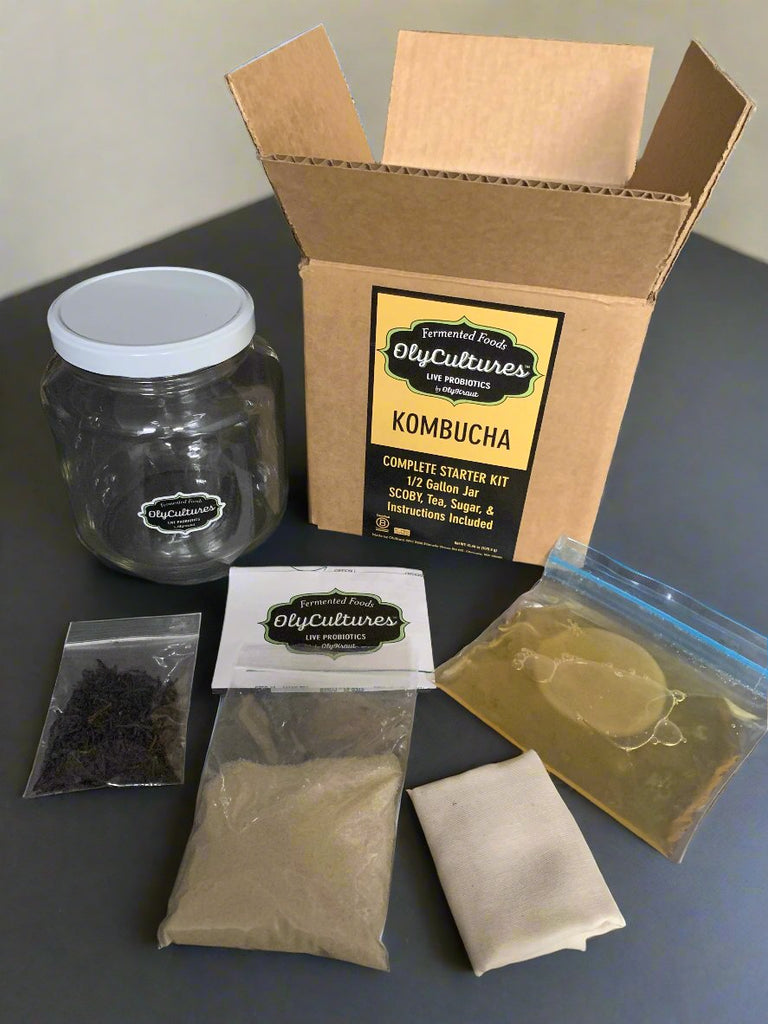 Kombucha starter kit bag for diy brewing of probiotic beverage