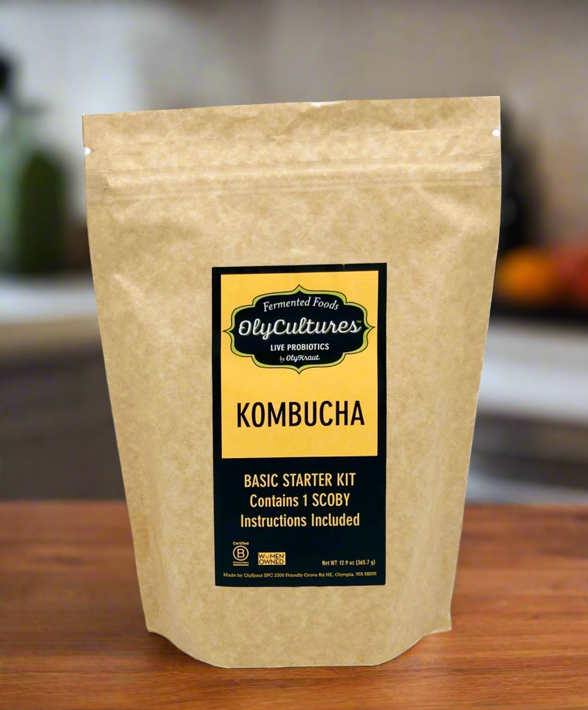 Kombucha starter kit bag for diy brewing of probiotic beverage